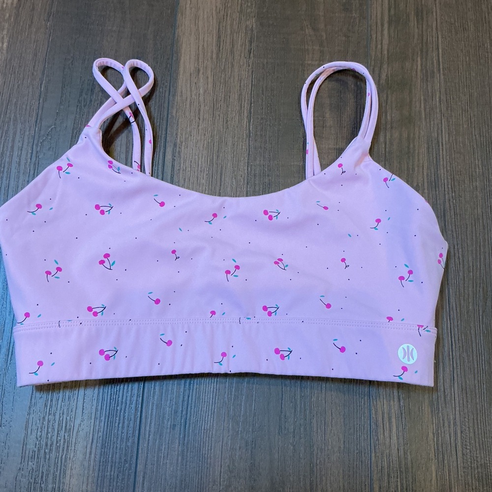 Astoria Activewear Cherry Print Sports Bra Lavender Purple Double Strap Large